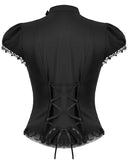 Dark In Love Womens Gothic Crucifix & Rose Blouse Top