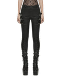 Punk Rave Womens Baroque Gothic Paisley Print Lace Up Buckled Leggings