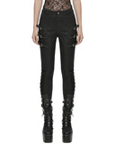 Punk Rave Womens Baroque Gothic Paisley Print Lace Up Buckled Leggings