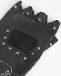 Devil Fashion Mens Dark Punk Spiked Mesh Armwarmer Gloves - Black