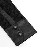 Devil Fashion Mens Baroque Gothic Flocked Velvet & Faux Leather Dress Shirt