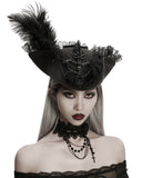 Punk Rave Unisex Gothic Dragon Spine Feathered Tricorn Hat