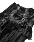 Dark In Love Womens Long Victorian Gothic Ruffled Velvet & Lace Maxi Skirt