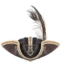 Devil Fashion Mens Steampunk Feather Pirate Cap Hat - Brown