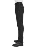 Devil Fashion Mens Tennyson Striped Gothic Lacing Dress Pants - Black