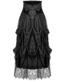 Dark In Love Womens Long Gothic Corset-Waist Velvet & Lace Applique Maxi Skirt