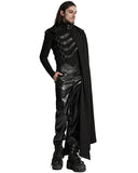 Punk Rave Mens Gothic Dark Knight One-Shoulder 2-Piece Hooded Cloak Cape Black