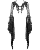 Dark In Love Womens Gothic Deep-V Bell-Sleeve Lace Bolero Shrug