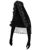 Eva Lady Womens Dark Gothic Velvet Hooded Cape With Gloved Sleeves