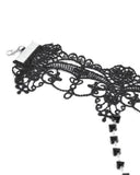 Dark In Love Womens Vintage Gothic Lace Chained & Beaded Choker Necklace