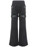 Devil Fashion Mens Dark Apocalyptic Punk Frayed Bullet Wide-Leg Pants