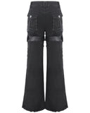 Devil Fashion Mens Dark Apocalyptic Punk Frayed Bullet Wide-Leg Pants