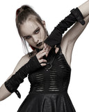 Punk Rave Womens Laser Cut Cobweb Mesh Armwarmer Gloves - Black
