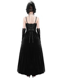 Eva Lady Womens Long Gothic Velvet Beaded Rose Ball Gown Wedding Dress - Black & Red