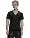 Punk Rave Mens Apocalyptic Gothic Shredded & Studded Broken Knit T Shirt Top