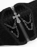 Devil Fashion Mens Gothic Coffin & Crucifix Chained Velvet Cummerbund Belt