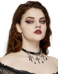 Punk Rave Womens Gothic Crucifix Choker Necklace - Black