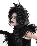 Eva Lady Womens Dark Gothic Lolita Feathered Rose Bonnet Hat