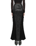 Punk Rave Long Textured Floral Tribute Casket Maxi Skirt - Black