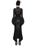 Punk Rave Womens Long Gothic Fitted Maxi Dress With Mesh Contrast - Black