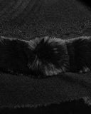 Punk Rave Daily Life Womens Plush & Faux Fur Hooded Winter Cloak - Black