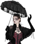 Eva Lady Gorgeous Gothic Lolita Rose, Lace & Mesh Parasol Umbrella