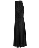 Punk Rave Womens Long Gothic Velvet & Lace Applique Maxi Skirt