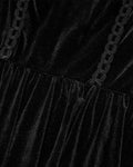 Punk Rave Womens Gothic Lace Applique Velvet Mourning Dress