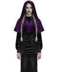 Punk Rave Daily Life Womens Velvet Gothic Lolita Hooded Split Tails Bolero Cape - Purple