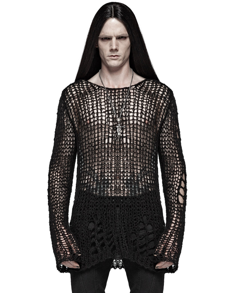 Distressed Knit Rave Punk Rave Mens Shredded Knit Sweater - Black – Violent Delights