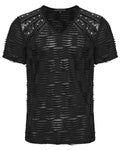 Punk Rave Mens Apocalyptic Gothic Shredded & Studded Broken Knit T Shirt Top