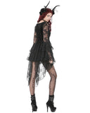 Dark In Love Womens Gothic Velvet & Lace Embroidered Crucifix Dress