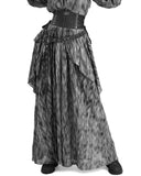 Devil Fashion Womens Long Victorian Steampunk Straps Maxi Skirt - Grey & Black