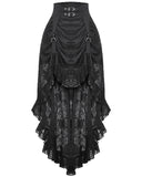 Dark In Love Long Gothic Lace Contrast Hitch-Hem Maxi Bustle Corset Skirt