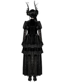Dark in Love Womens Long Romantic Gothic Velvet & Lace Princess Maxi Dress