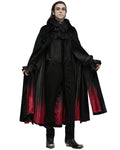 Punk Rave Mens Dark Night Gothic Faux Horsehair Count Cloak - Black & Red