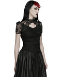 Punk Rave Womens Elegant Gothic Lace Overlayer Applique T-Shirt Top
