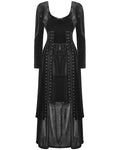 Dark In Love Long Gothic Velvet & Cobweb Lace Batwing Maxi Dress