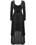 Dark In Love Long Gothic Velvet & Cobweb Lace Batwing Maxi Dress