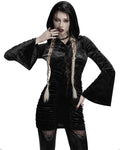 Punk Rave Daily Life Womens Dark Gothic Lace Crucifix Hooded Bodycon Dress