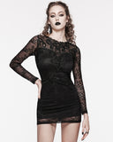 Punk Rave Daily Life Elegant Gothic Lace Applique Mini Dress