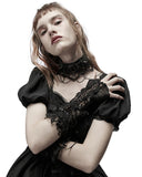 Punk Rave Womens Gothic Cutout Mesh Lace Applique Armwarmers