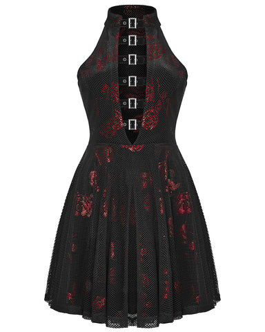 Punk Rave Daily Life Enmeshed Gothic Rose Dress - Black & Red