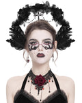 Eva Lady Womens Gothic Crucifix Featheread Headpiece Fascinator