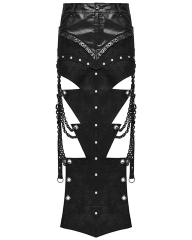 Punk Rave Mens Apocalyptic Punk Long Sectional Chained Skirt