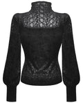 Dark In Love Womens Gothic Baroque Jacquard Velvet Lace Applique Blouse Top