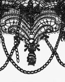 Punk Rave Womens Dark Gothic Chained Lace Hanging Bats Necklace