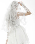 Dark In Love Gothic Bride Veil - White Butterly Lace
