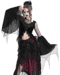 Eva Lady Womens Gothic Velvet & Flocked Damask Mesh Lace Applique Top