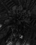 Eva Lady Dark Baroque Gothic Flocked Mesh Rose Lace Shrug Cloak